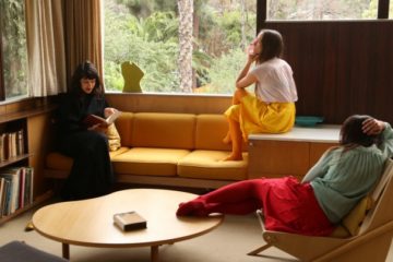 EnterText_homeLA_Erin-Schneider-Emily-Meister-and-Gema-Galiana-at-Entertext-HomeLA-One-House-Twice-photo-by-Andrew-Mandinach--720x404