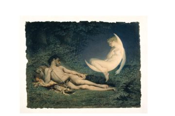 748-1902

Endymion & Selene; 
by Victor Florence Pollet (1811 - 83); 
French; 
19th century.
Watercolour on paper.