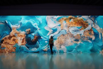 A rendering of a still image from Refik Anadol's giant LED wall, "Living Paintings Immersive Editions" at Jeffrey Deitch.