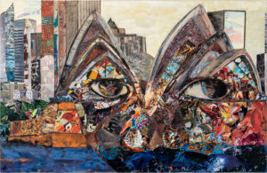 Sydney,acrylic on canvas, mixed media, collage, 47.2” x 78.7